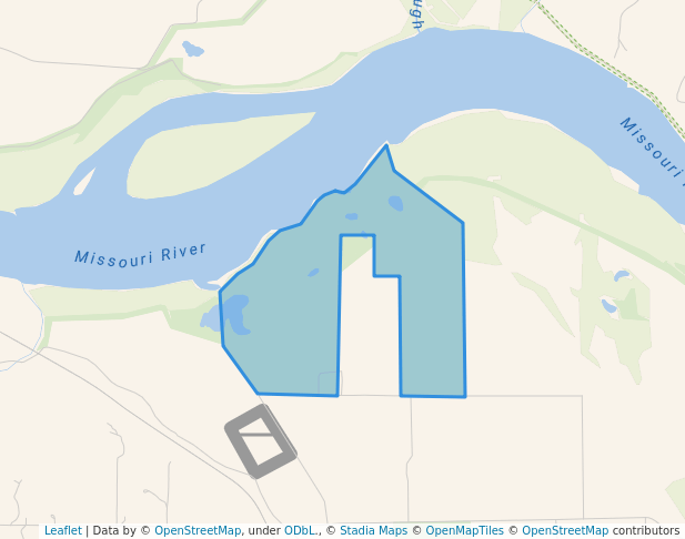 walking in Big Muddy National Fish and Wildlife Refuge Berger Bend Unit map in Berger