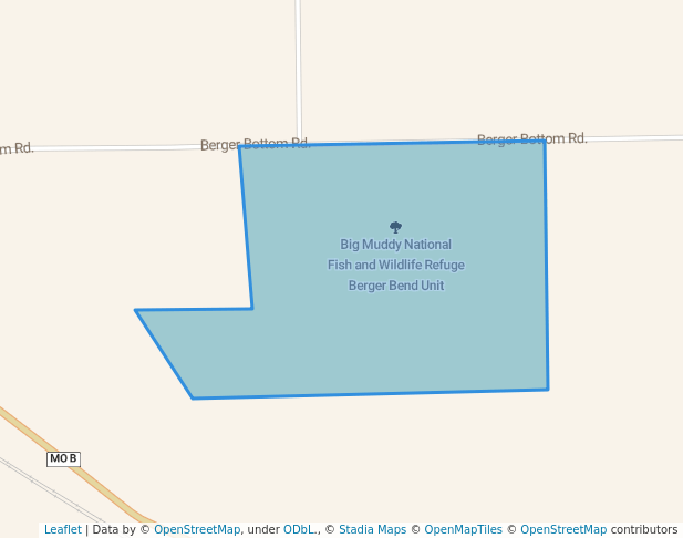 walking in Big Muddy National Fish and Wildlife Refuge Berger Bend Unit map in Berger