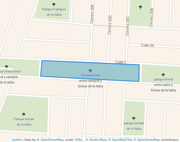 walking in Parque lineal entre campos y brisas de la italia map in Palmira