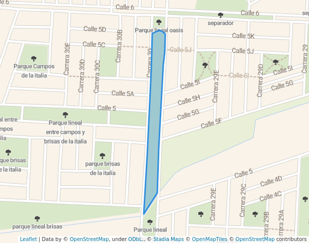 walking in Parque lineal oasis 2 map in Palmira