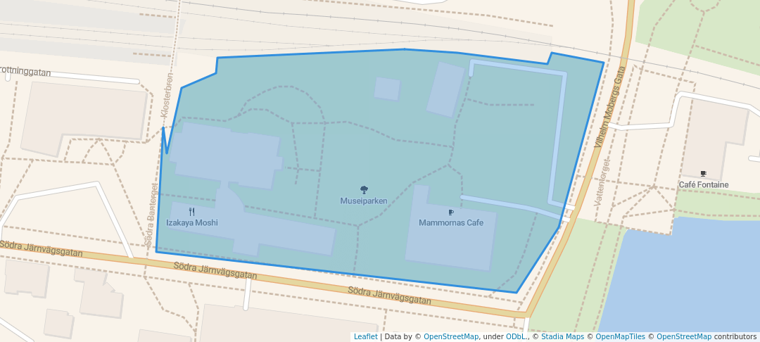 walking in Museiparken map in Växjö