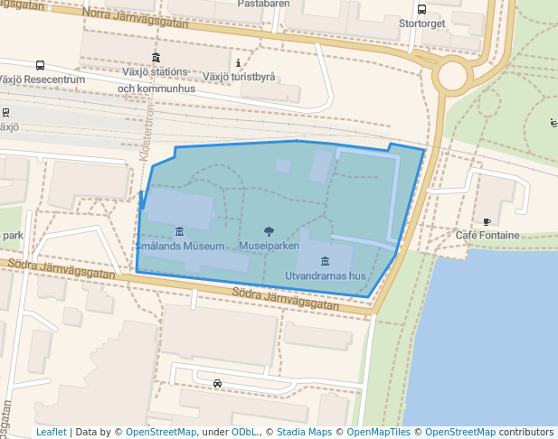 walking in Museiparken map in Växjö