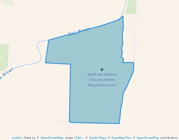 walking in Big Muddy National Fish and Wildlife Refuge Moresi Unit map in Caplinger Mills