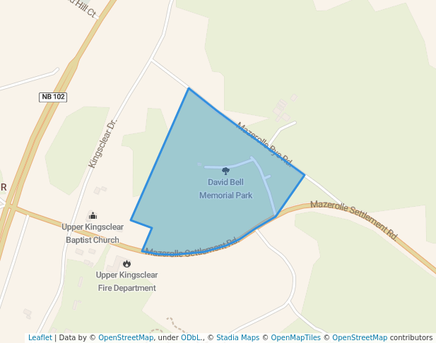 walking in David Bell Memorial Park map in Kingsclear