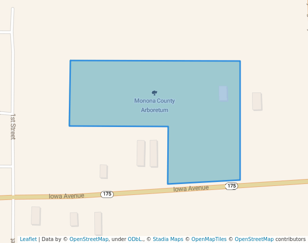 walking in Monona County Arboretum map in Onawa