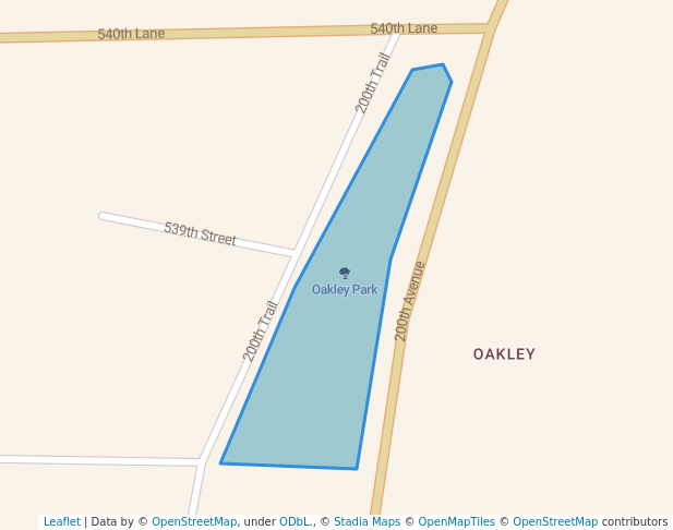 walking in Oakley Park map in Chariton