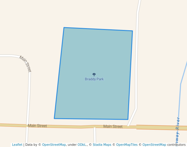 walking in Braddy Park map in Braddyville