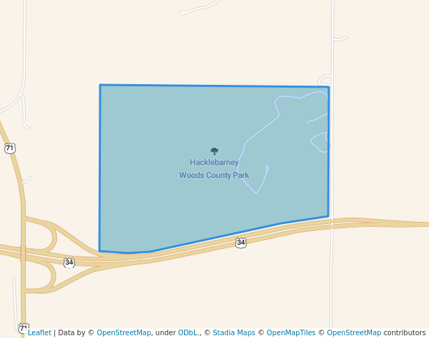 walking in Hacklebarney Woods County Park map in Villisca