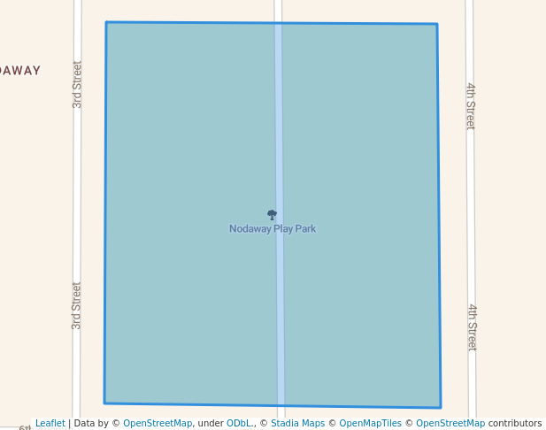 walking in Nodaway Play Park map in Villisca
