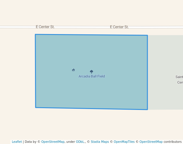 walking in Arcadia Ball Field map in Arcadia