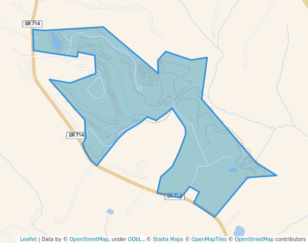 walking in Falling Creek Park map in Bedford