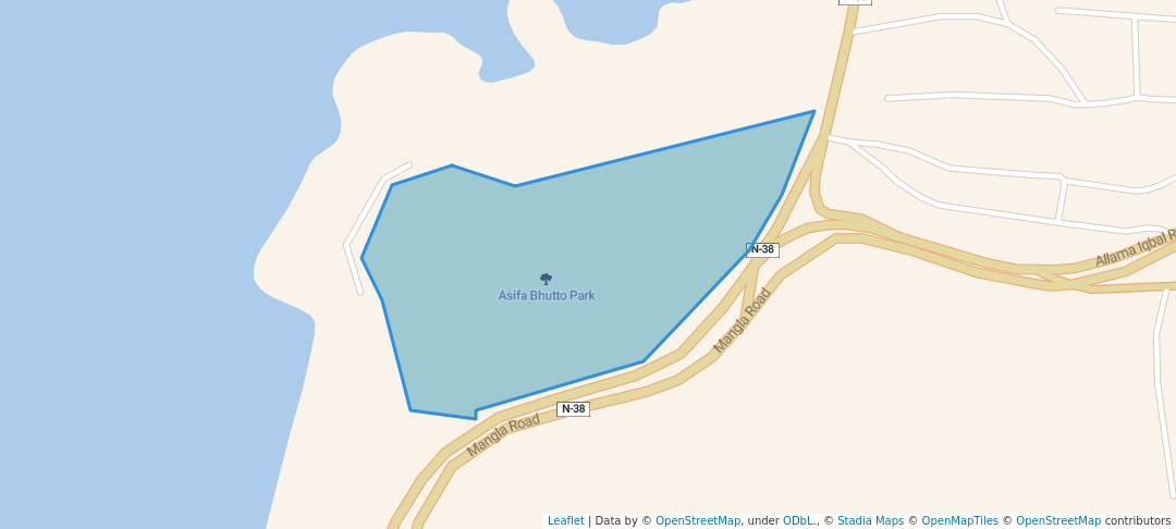 walking in Asifa Bhutto Park map in New Mirpur City