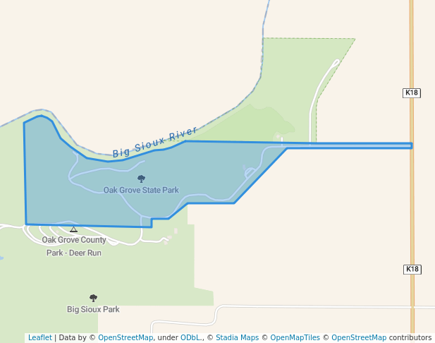 walking in Oak Grove State Park map in Hawarden