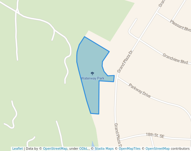 walking in Waterway Park map in Spencer