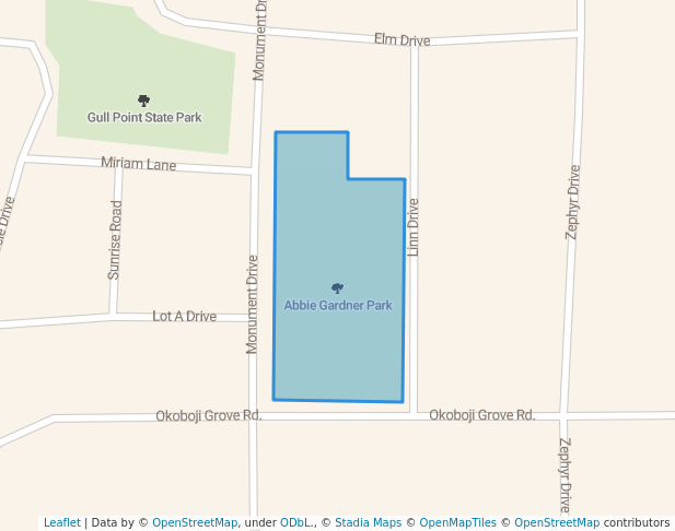 walking in Abbie Gardner Park map in Arnolds Park