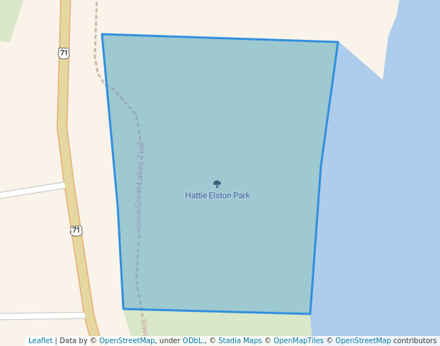 walking in Hattie Elston Park map in Spirit Lake