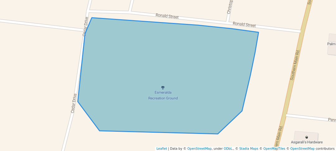 walking in Esmeralda Recreation Ground map in Cunupia