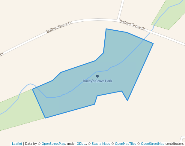 walking in Bailey's Grove Park map in Adel