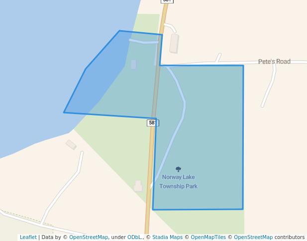 walking in Norway Lake County Park map in Felch