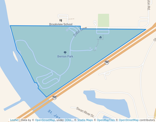 walking in Benton Park map in Benton Harbor