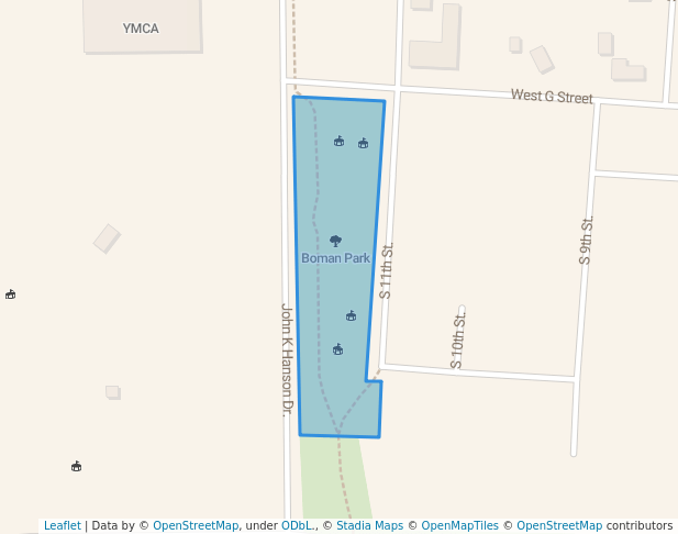 walking in Boman Park map in Forest City