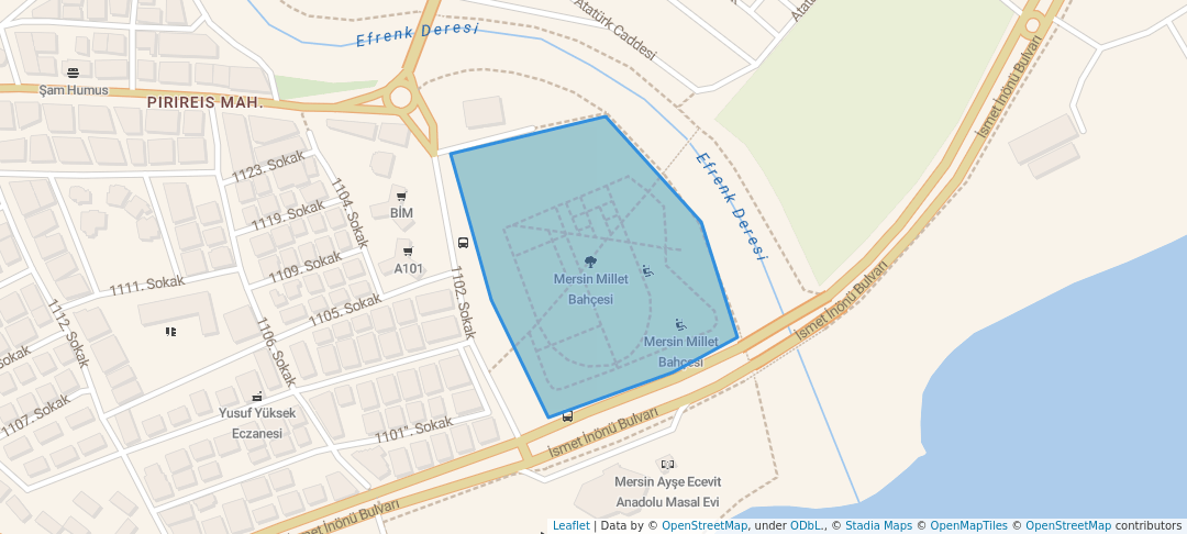 walking in Mersin Millet Bahçesi map in Mersin