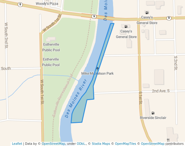 walking in Mike Mickelson Park map in Estherville