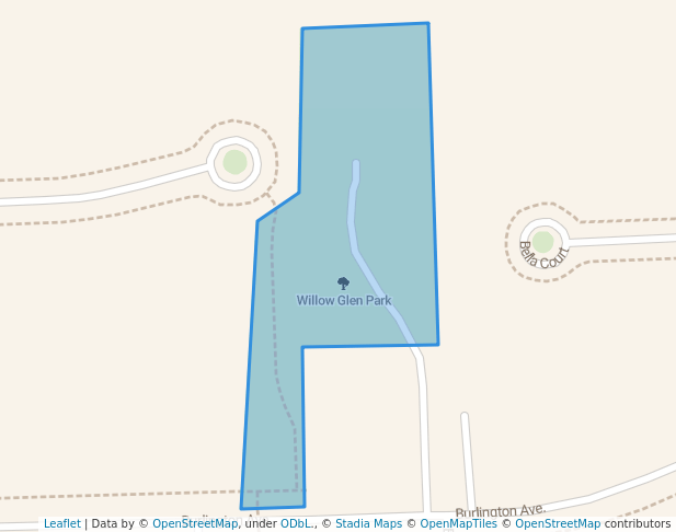 walking in Willow Glen Park map in Lisle