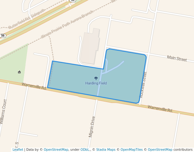 walking in Harding Field map in Warrenville