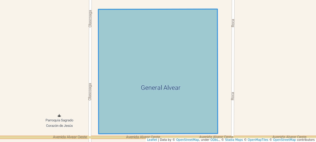 walking in Plaza Carlos Maria de Alvear map in General Alvear
