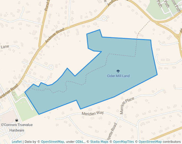 walking in Cider Mill Land map in Billerica