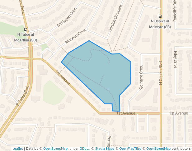 walking in Gordon Bryant Park map in Prince George