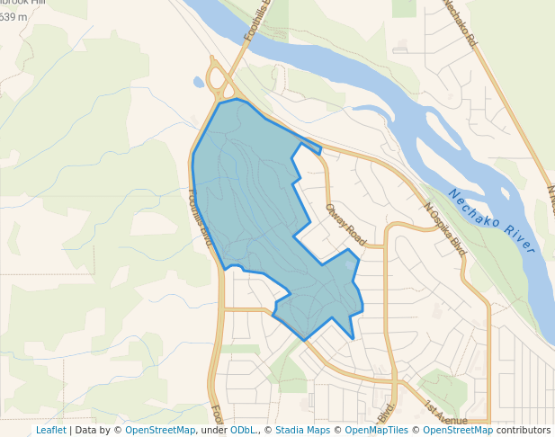 walking in Moore's Meadow Park map in Prince George