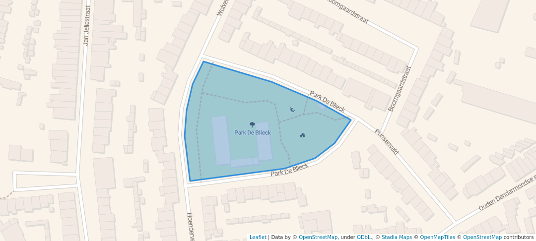 walking in Park De Blieck map in Aalst