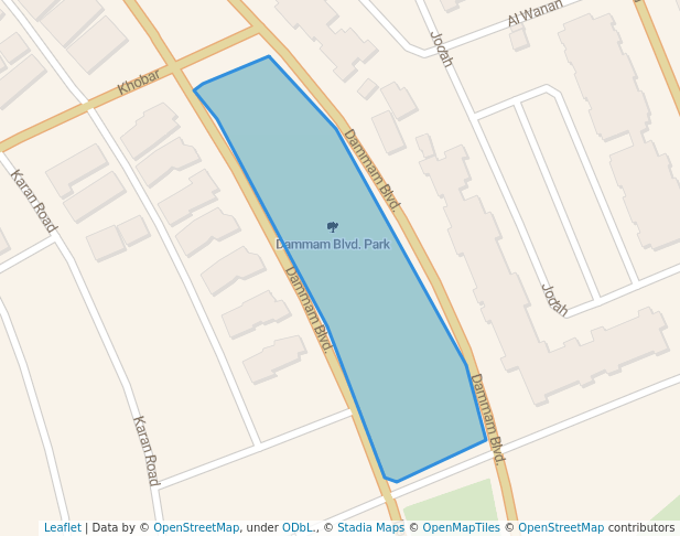 walking in Dammam Blvd. Park map in Dhahran