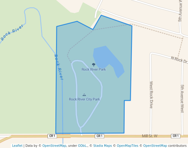 walking in Rock River Park map in Edgerton