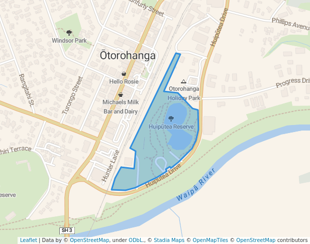 walking in Huipūtea Reserve map in Otorohanga