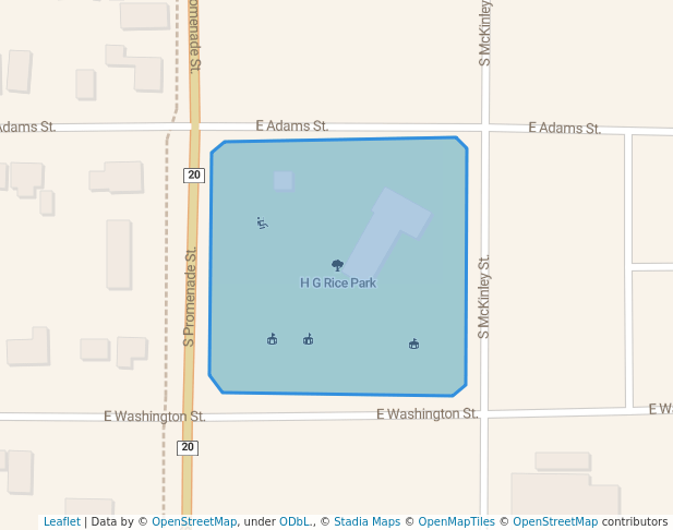 walking in H G Rice Park map in Havana