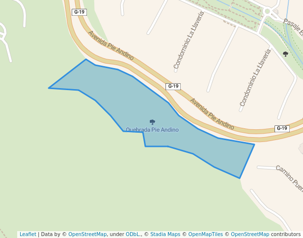 walking in Quebrada Pie Andino map in Lo Barnechea