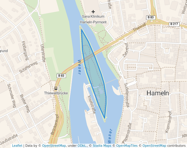 walking in Werder map in Hameln