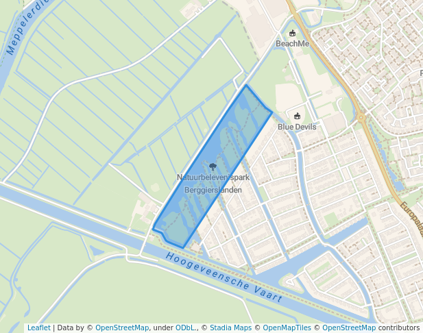 walking in Natuurbelevenispark Berggierslanden map in Meppel