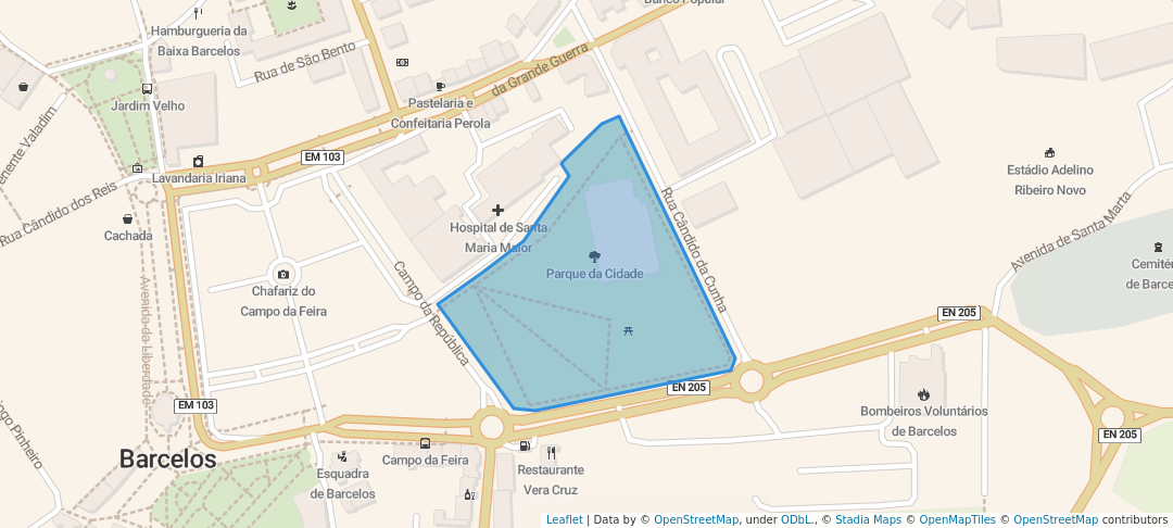 walking in Parque da Cidade map in Barcelos