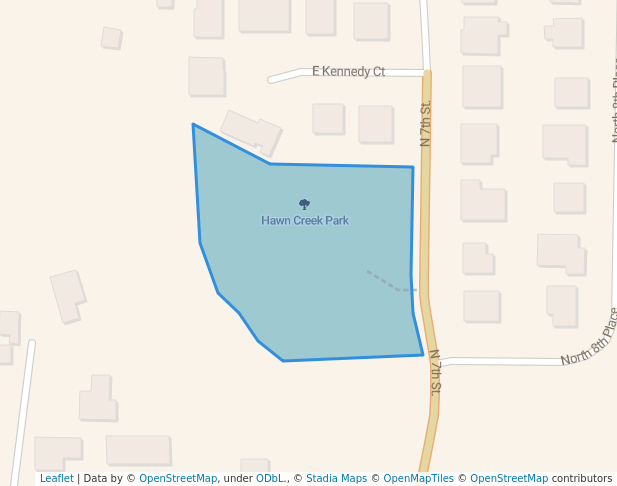 walking in Hawn Creek Park map in Carlton