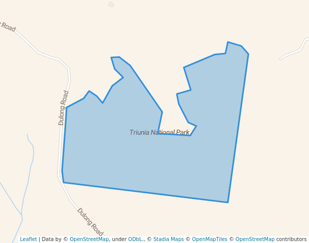 walking in Triunia National Park map in Dulong