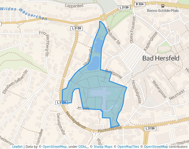 walking in Stiftspark map in Bad Hersfeld