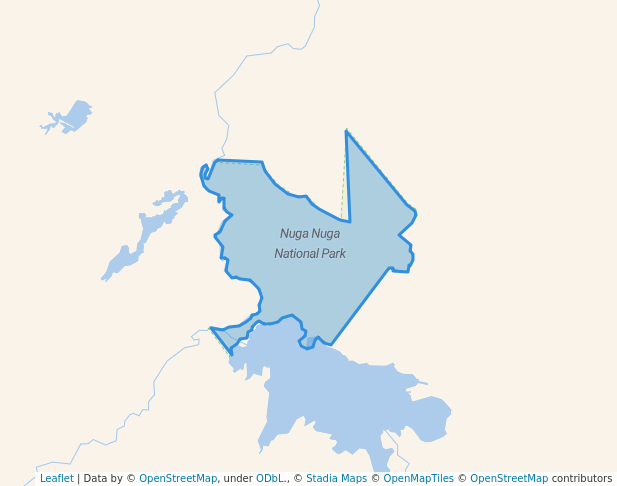 walking in Nuga Nuga National Park map in Smoky Creek