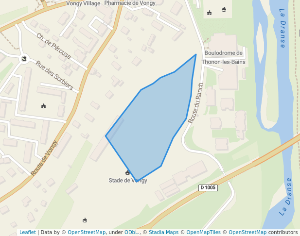 walking in Nouveau stade d'athlétisme en construction en Avril 2022 map in Thonon-les-Bains