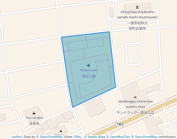 walking in 堀田公園 map in Ichinomiya