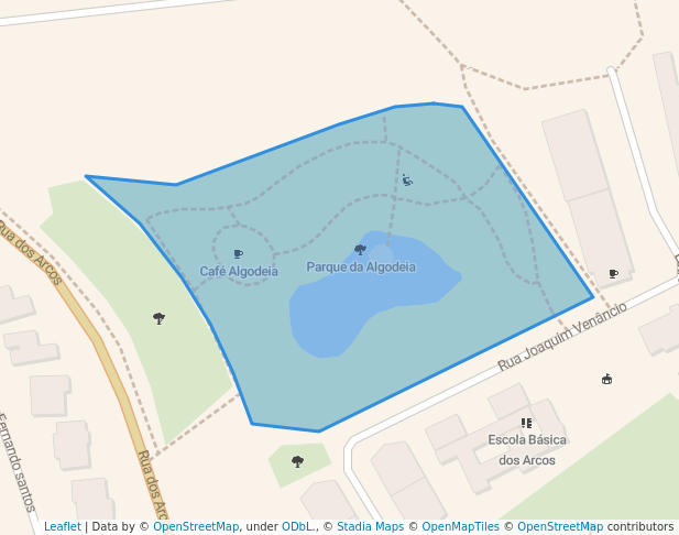 walking in Parque da Algodeia map in Setúbal