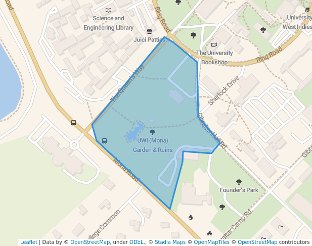 walking in UWI (Mona) Garden & Ruins map in Kingston